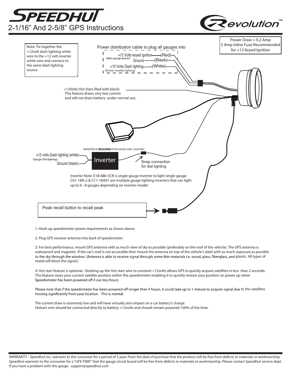 Speedhut 2-1_16 inch & 2-5_8 inch GPS Speedometer User Manual | 2 pages
