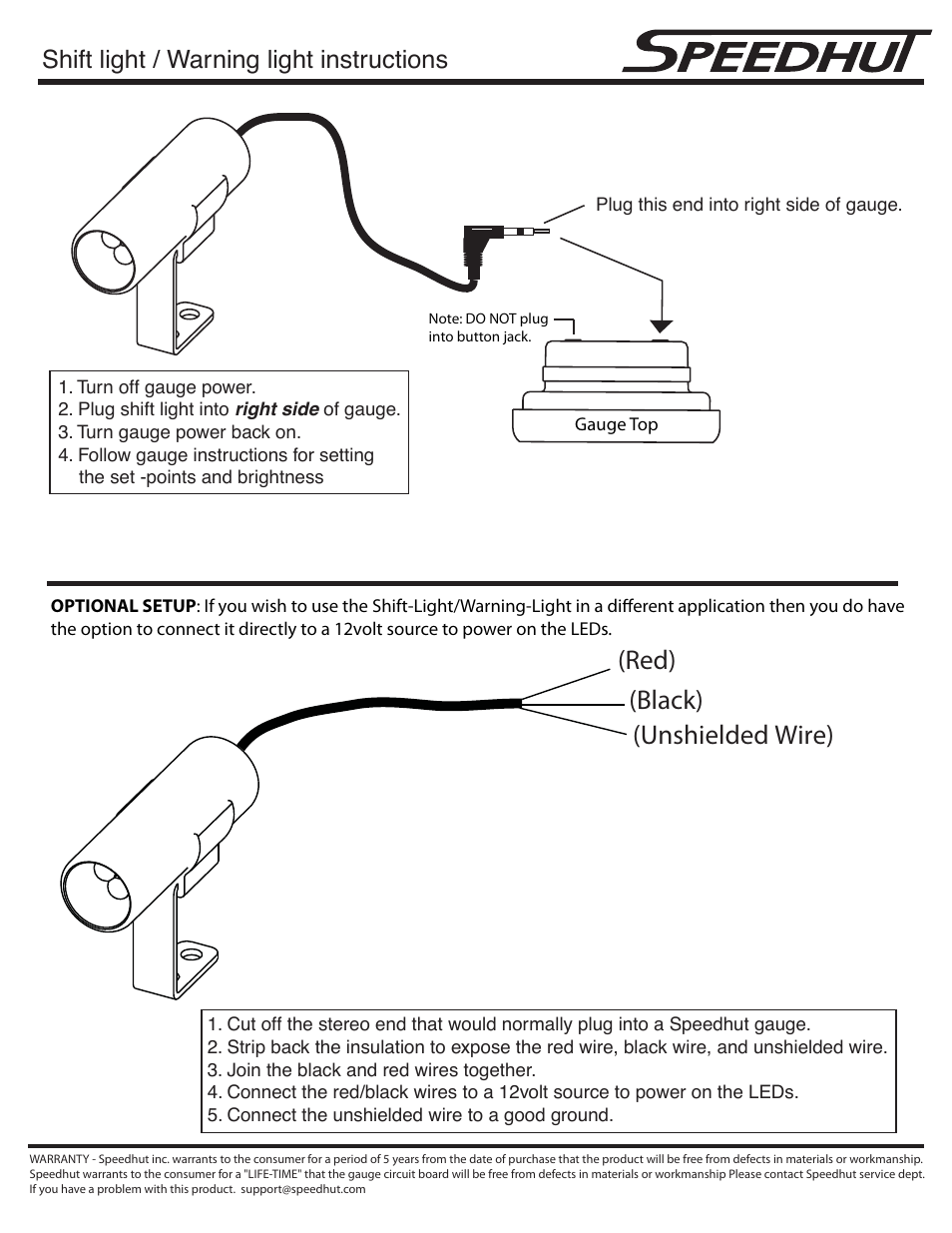 Speedhut Auxiliary Shift-Light_Warning-Light User Manual | 1 page