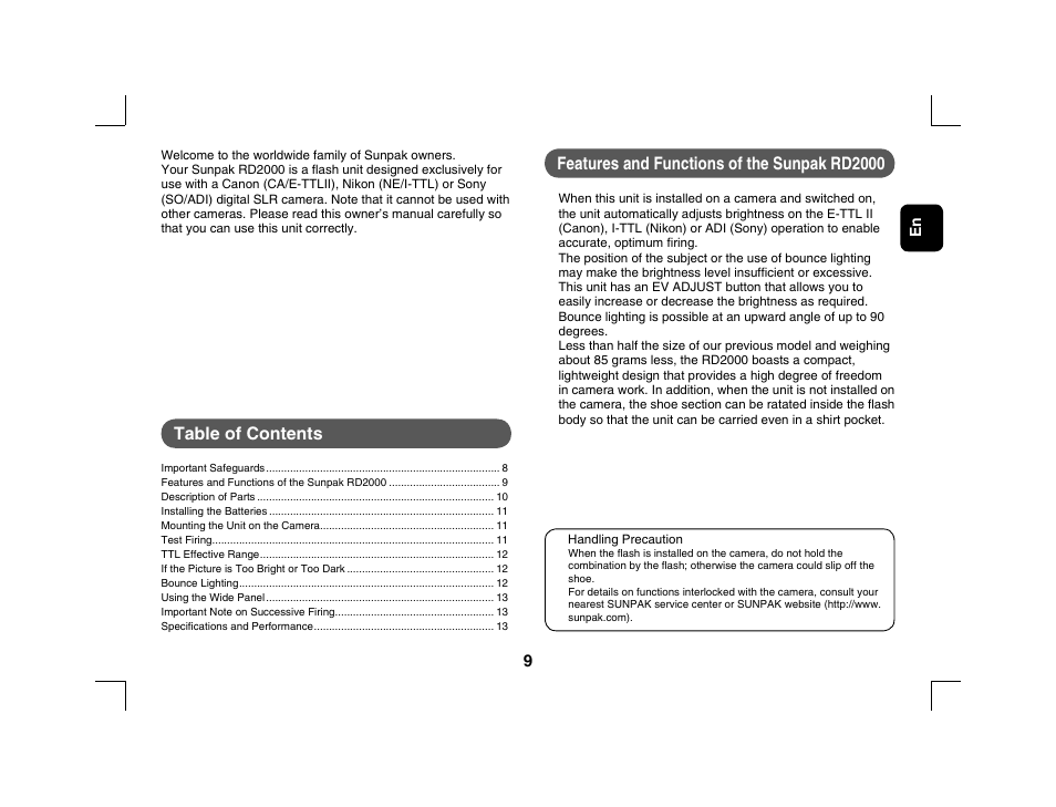 Sunpak RD2000 User Manual | Page 2 / 6