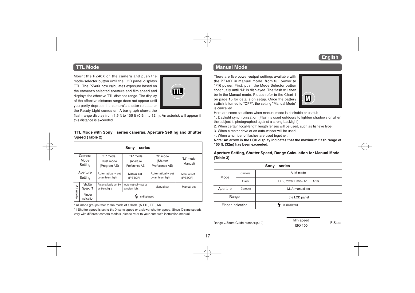 Manual mode, Ttl mode | Sunpak PZ40X SO User Manual | Page 8 / 11