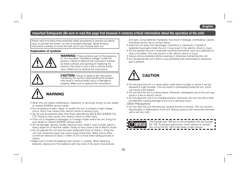 Sunpak auto 16R pro User Manual | 11 pages
