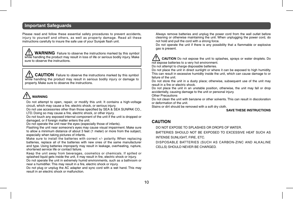 Sunpak PZ42X User Manual | 8 pages