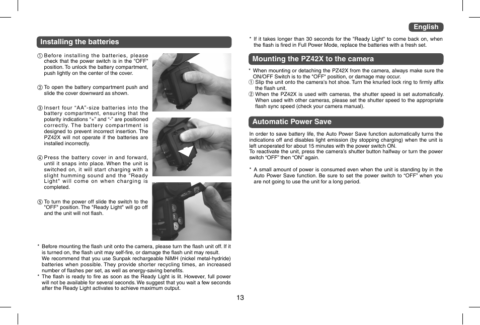 Sunpak PZ42X User Manual | Page 4 / 8