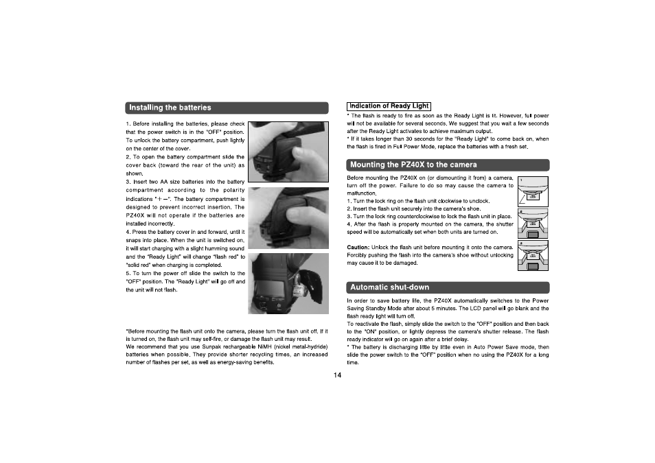 Sunpak PZ40X MX User Manual | Page 5 / 10