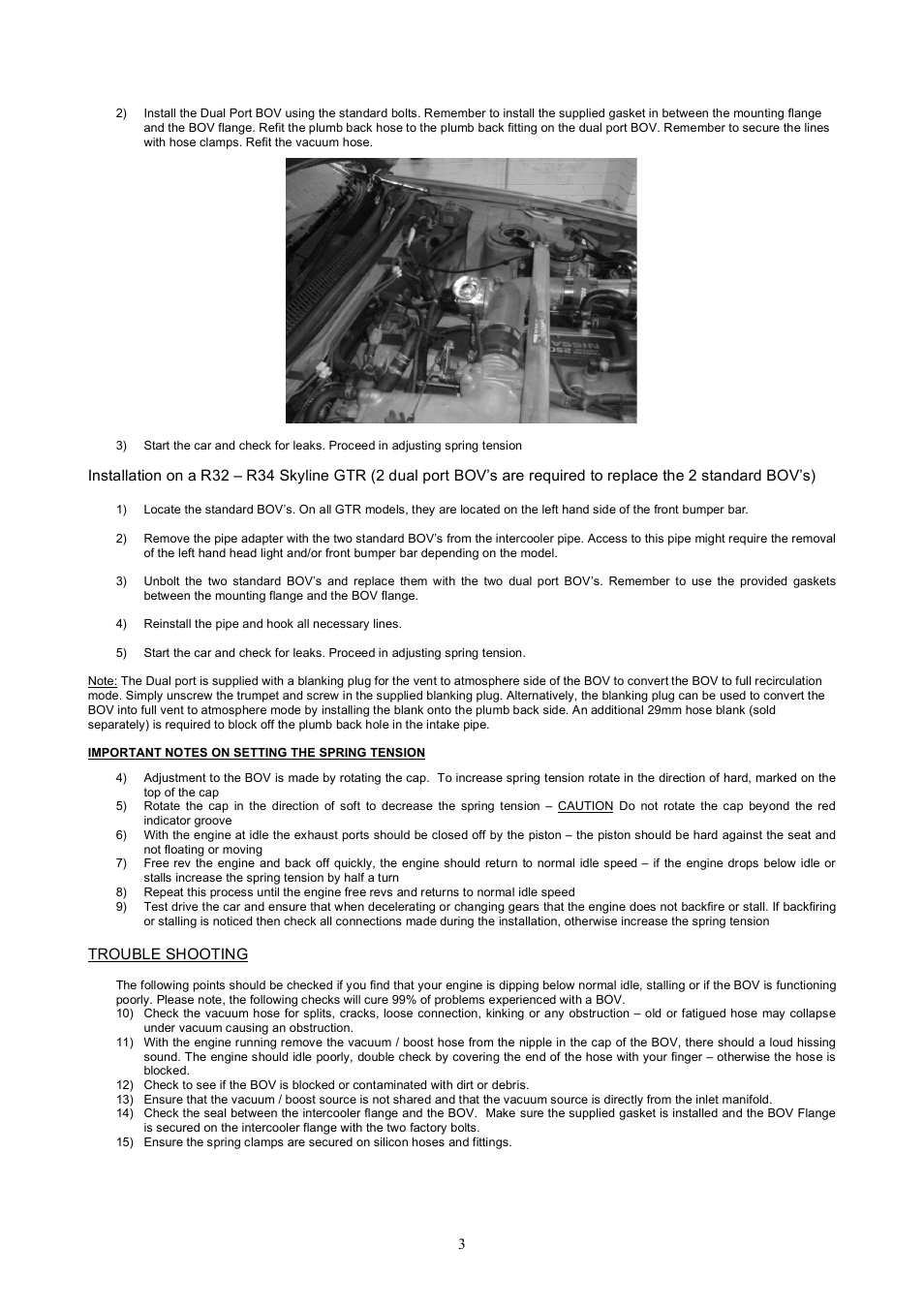 Turbosmart BLOW OFF & BYPASS VALVE KITS - Dual Port for: Nissan (Skyline GT-S and GT-R: R32, R33, R34, R35 – excluding R32GTS-t) User Manual | Page 3 / 4