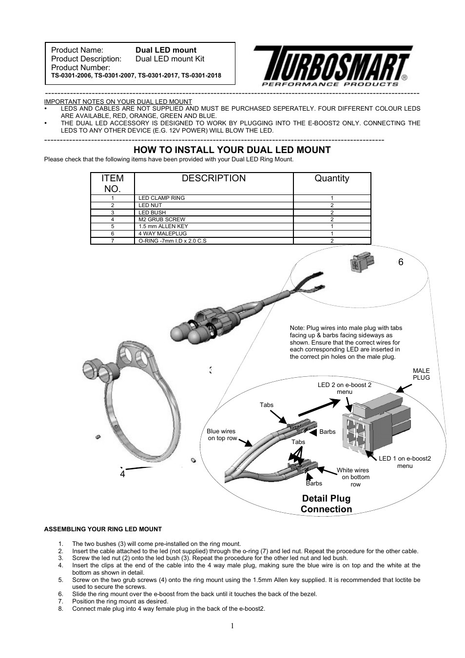 Turbosmart BOOST CONTROLLERS – ELECTRONIC - Dual LED ring for e-Boost2 User Manual | 2 pages