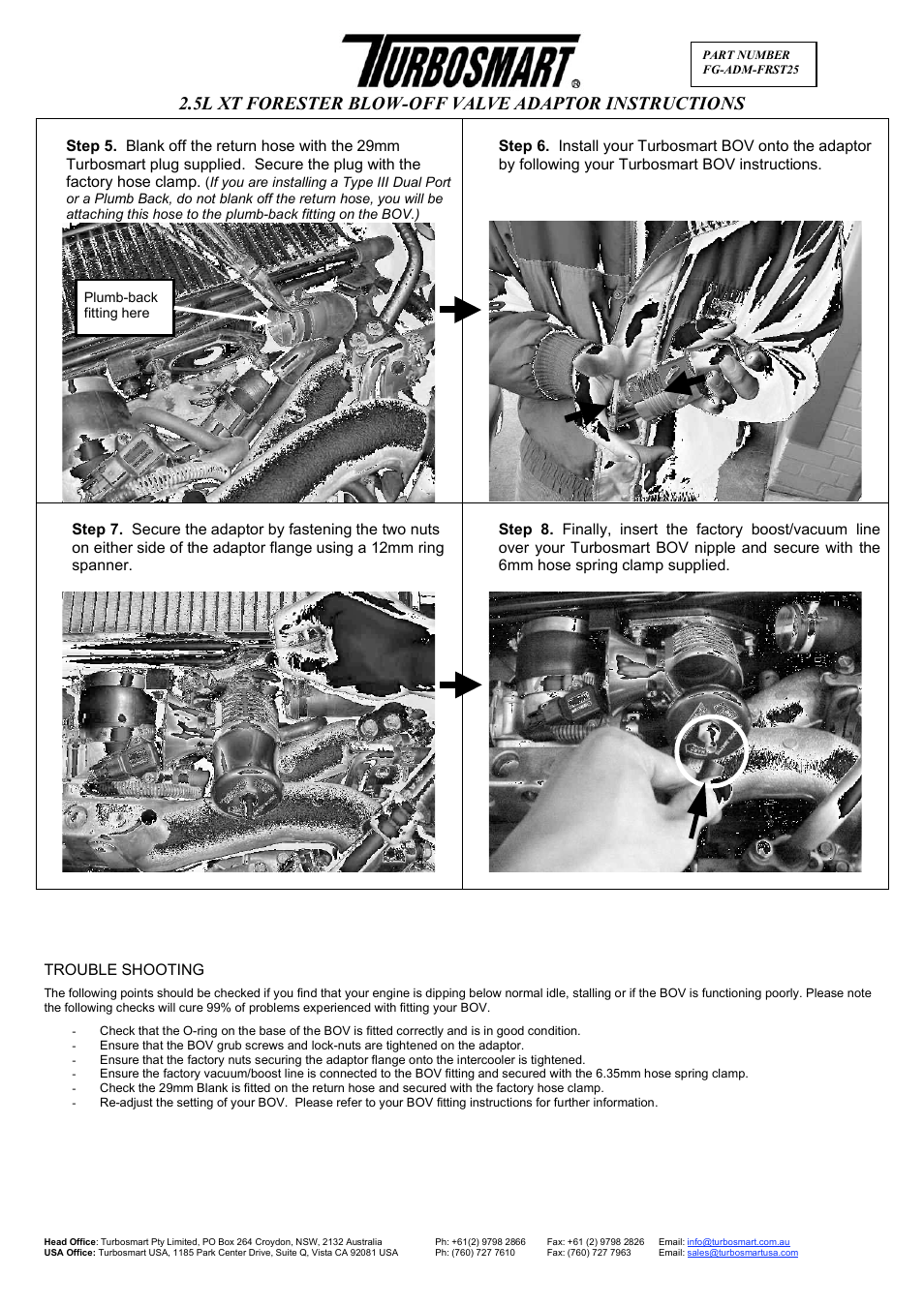 5l xt forester blow-off valve adaptor instructions | Turbosmart BOV ADAPTERS - Subaru Forester 2.5 User Manual | Page 2 / 3
