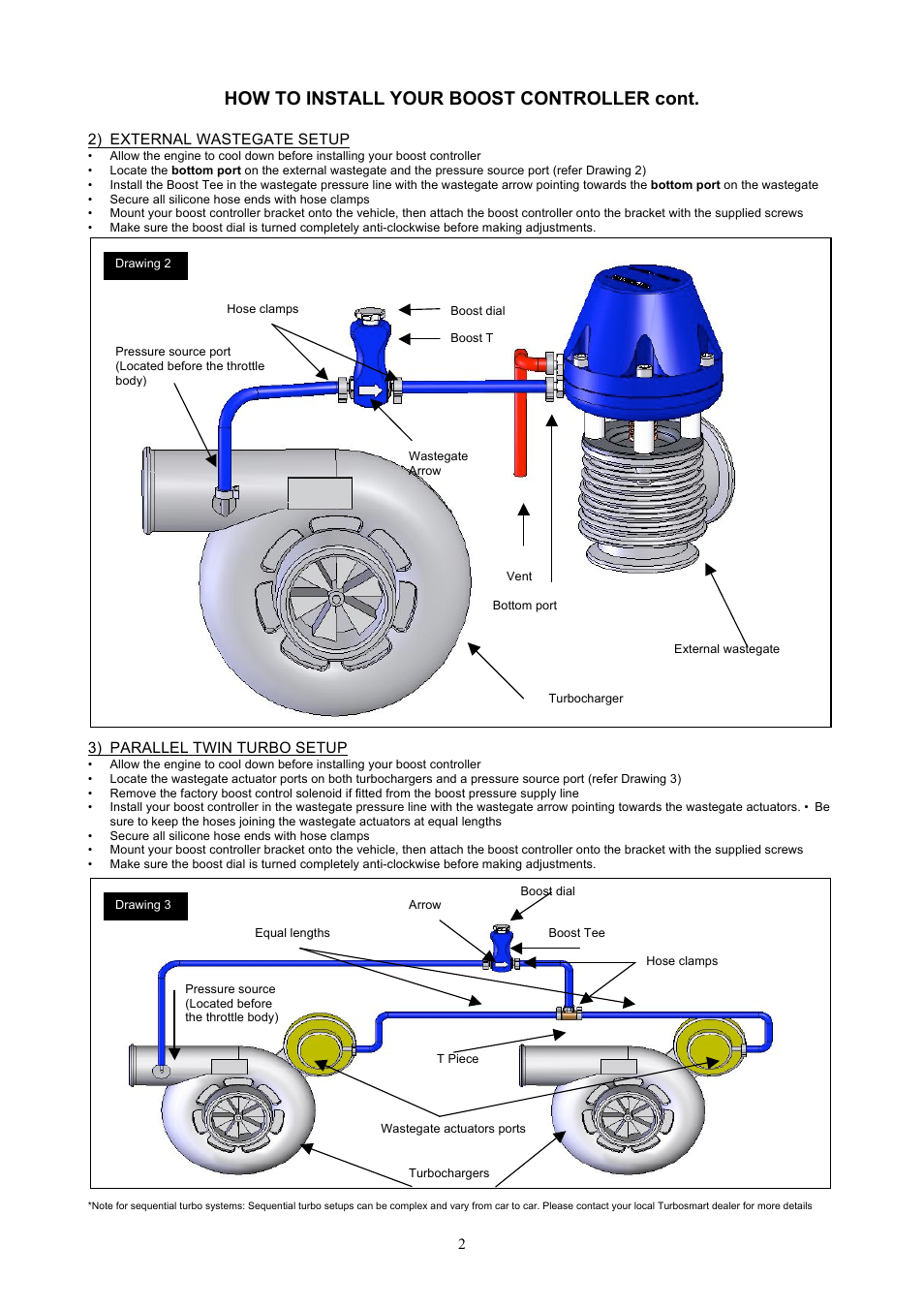 How to install your boost controller cont | Turbosmart BOOST CONTROLLERS - Boost Tee User Manual | Page 2 / 4