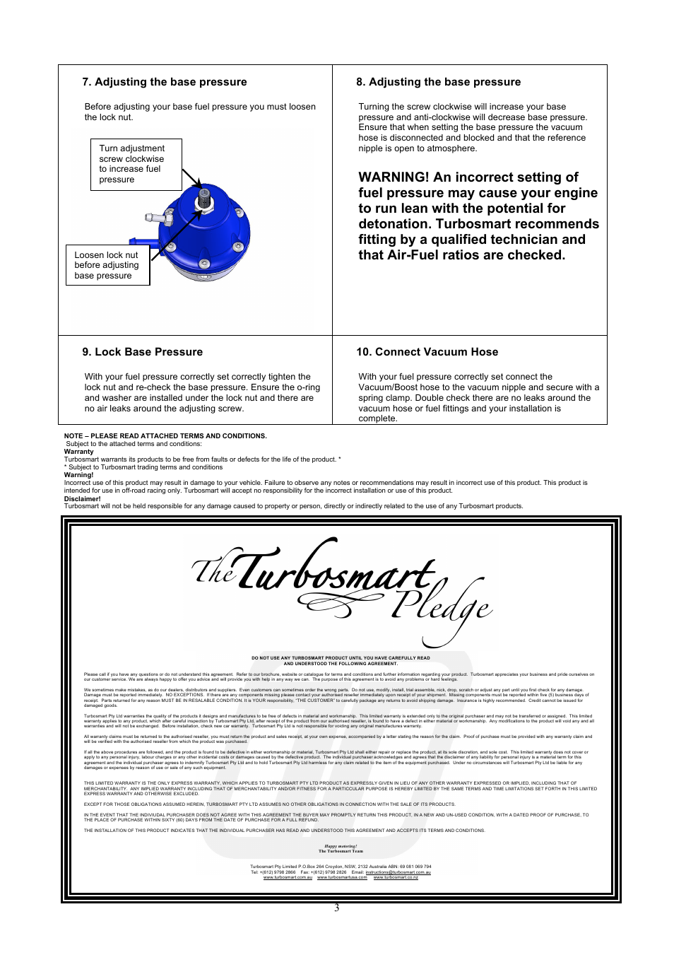 Turbosmart FUEL PRESSURE REGULATORS - FPR Series: FPR800, 1200, 2000, 3000 User Manual | Page 3 / 3