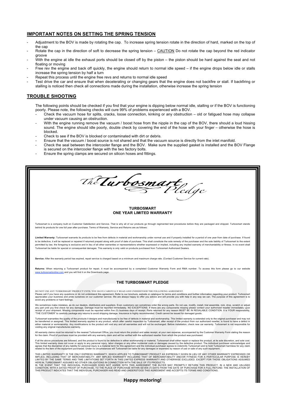 Turbosmart BLOW OFF & BYPASS VALVE KITS - Supersonic for: Subaru WRX (01-07), STi (01-08), Forester XT (06) User Manual | Page 3 / 3