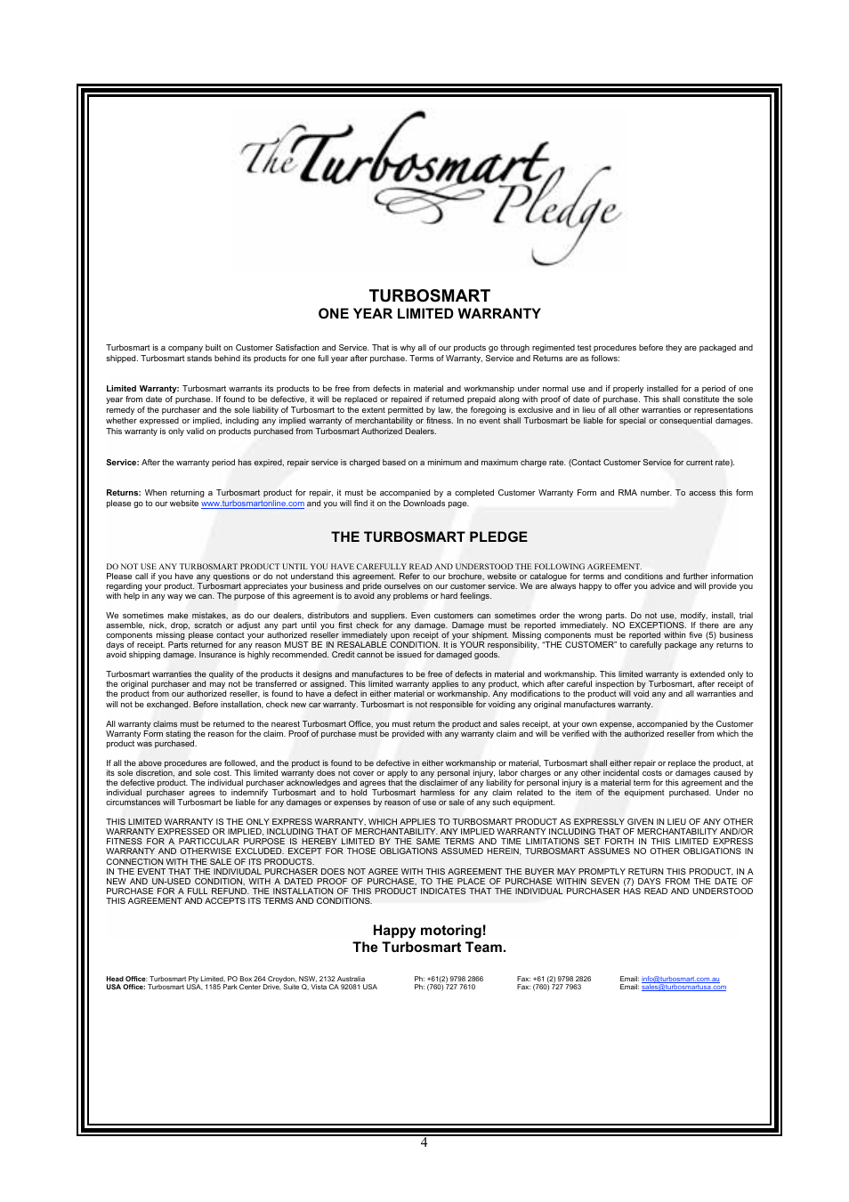 Turbosmart | Turbosmart BOV ADAPTERS - Ford Falcon XR6 Turbo User Manual | Page 4 / 4