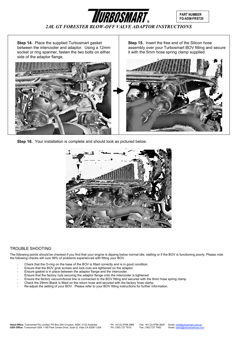 0l gt forester blow-off valve adaptor instructions | Turbosmart BOV ADAPTERS - Subaru Forester 2.0 User Manual | Page 4 / 5
