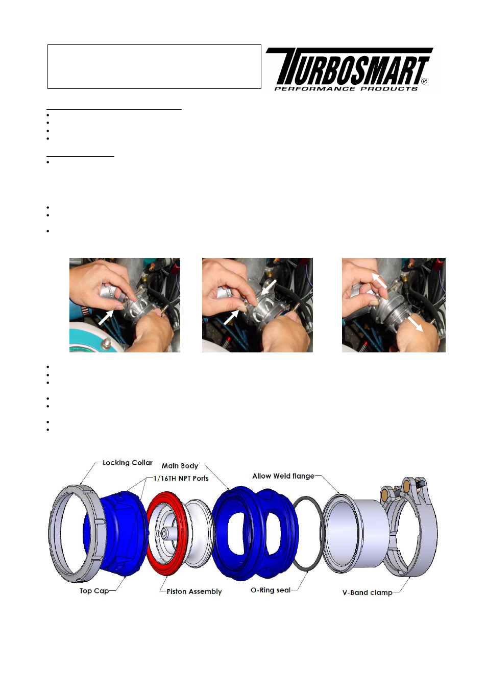 Turbosmart BLOW OFF VALVES - Race Port – Universal – New for 2011 User Manual | 3 pages
