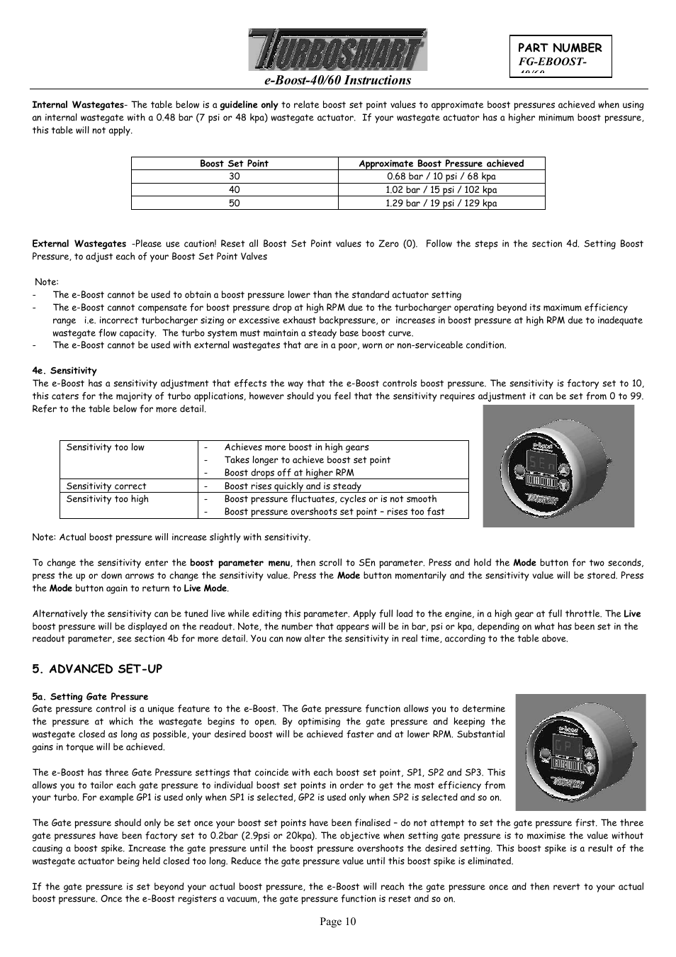 E-boost-40/60 instructions | Turbosmart BOOST CONTROLLERS – ELECTRONIC - e-Boost1 (2002-05) – Complete User Manual User Manual | Page 10 / 13