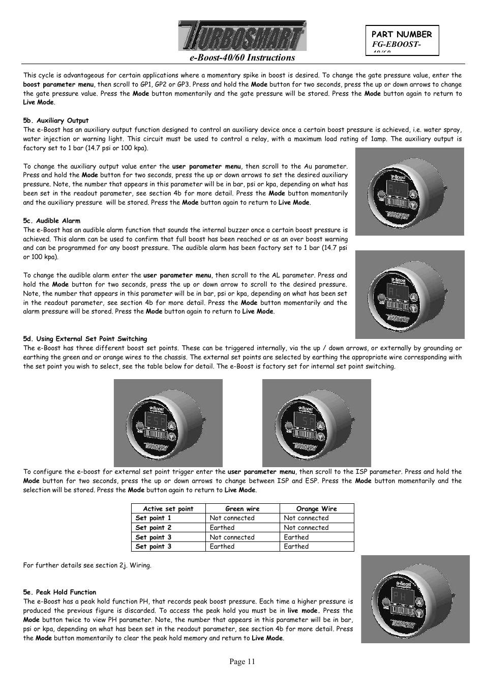 E-boost-40/60 instructions | Turbosmart BOOST CONTROLLERS – ELECTRONIC - e-Boost1 (2002-05) – Complete User Manual User Manual | Page 11 / 13