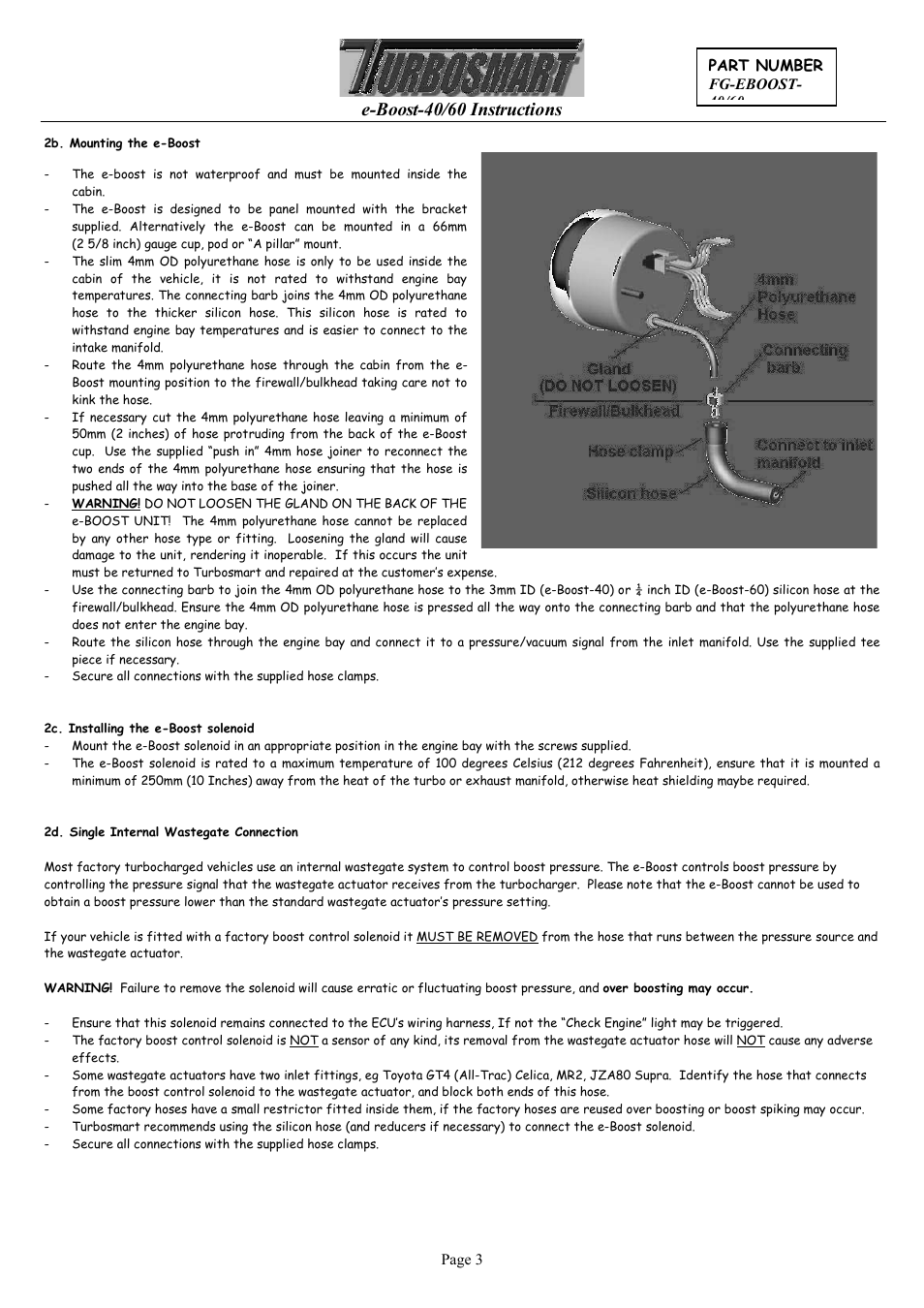 E-boost-40/60 instructions | Turbosmart BOOST CONTROLLERS – ELECTRONIC - e-Boost1 (2002-05) – Complete User Manual User Manual | Page 3 / 13