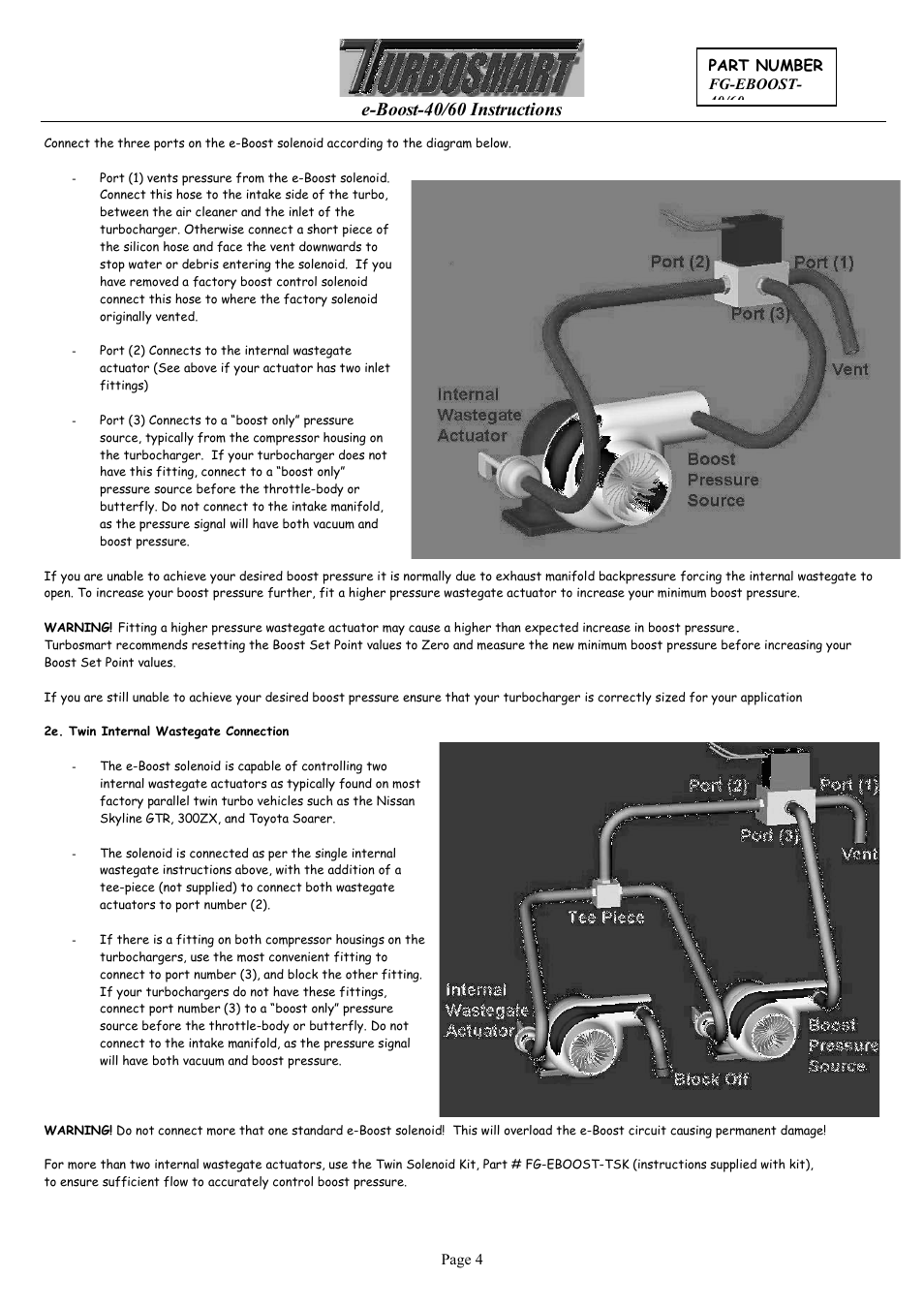 E-boost-40/60 instructions | Turbosmart BOOST CONTROLLERS – ELECTRONIC - e-Boost1 (2002-05) – Complete User Manual User Manual | Page 4 / 13