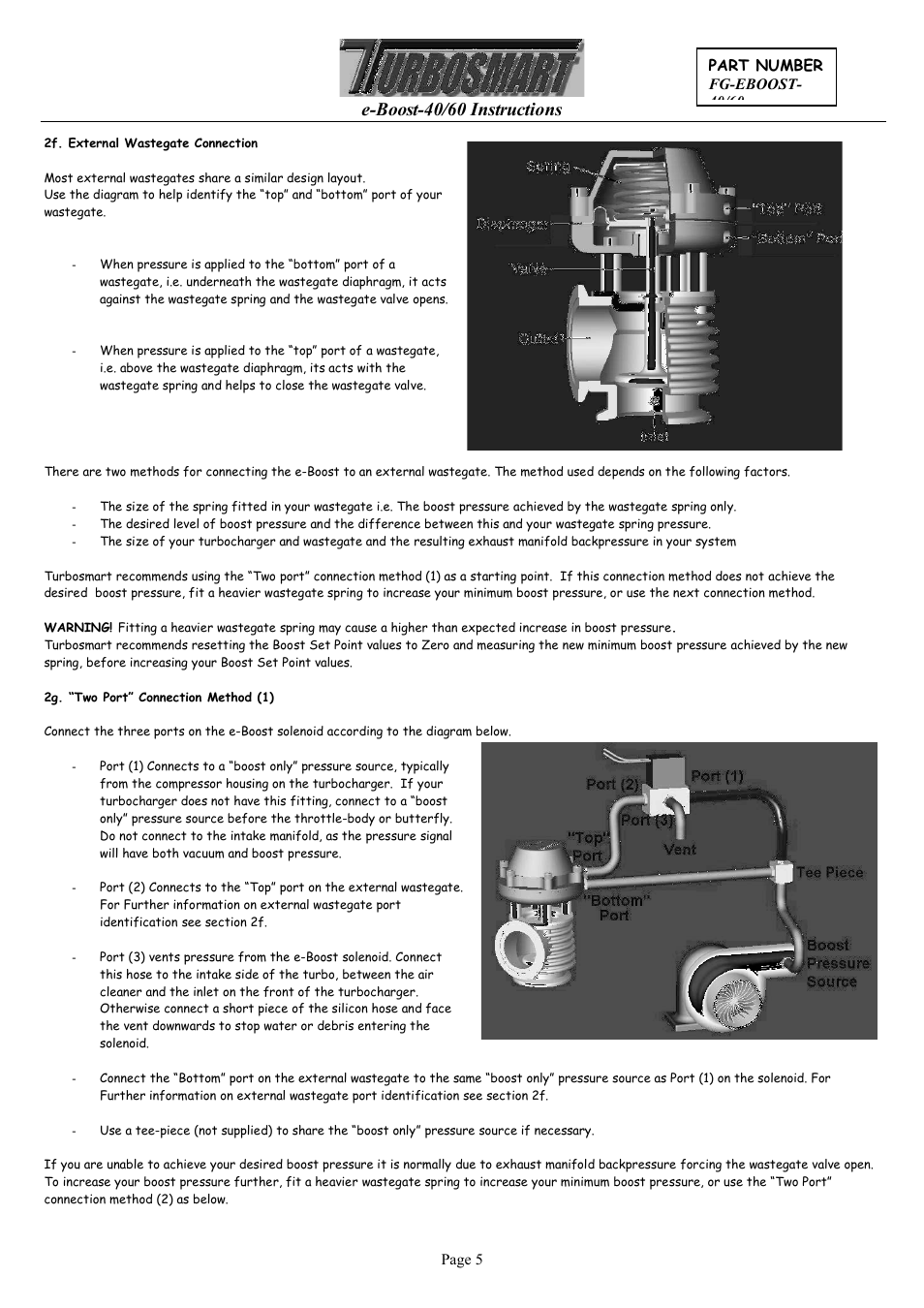 E-boost-40/60 instructions | Turbosmart BOOST CONTROLLERS – ELECTRONIC - e-Boost1 (2002-05) – Complete User Manual User Manual | Page 5 / 13