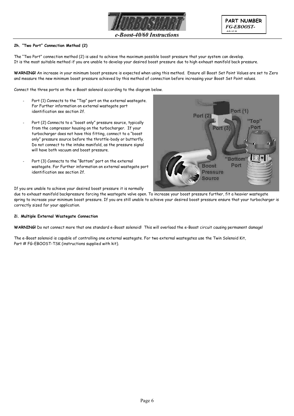 E-boost-40/60 instructions | Turbosmart BOOST CONTROLLERS – ELECTRONIC - e-Boost1 (2002-05) – Complete User Manual User Manual | Page 6 / 13