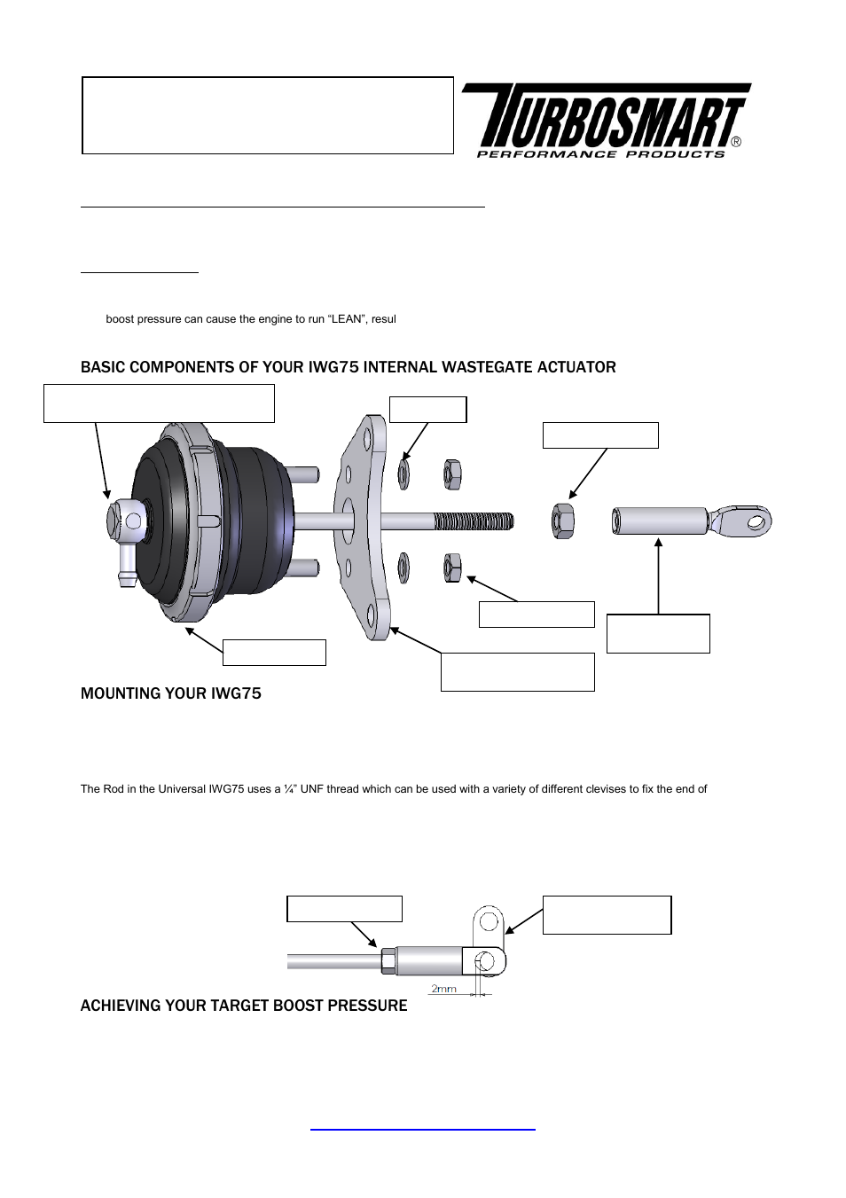 Turbosmart WASTEGATES – EXTERNAL - Internal Wastegate Actuator (universal & model-specific) User Manual | 5 pages