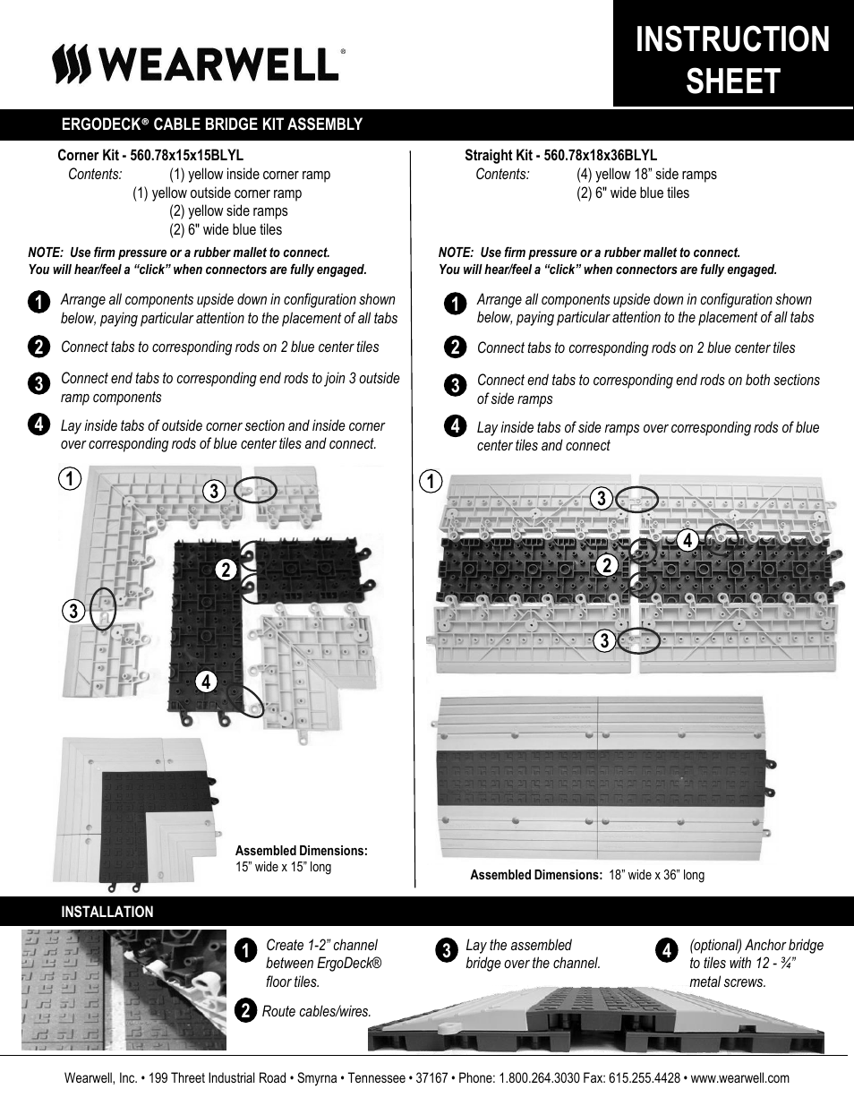 Wearwell 560 ERGODECK CABLE BRIDGE - CORNER - Installation Guide User Manual | 1 page