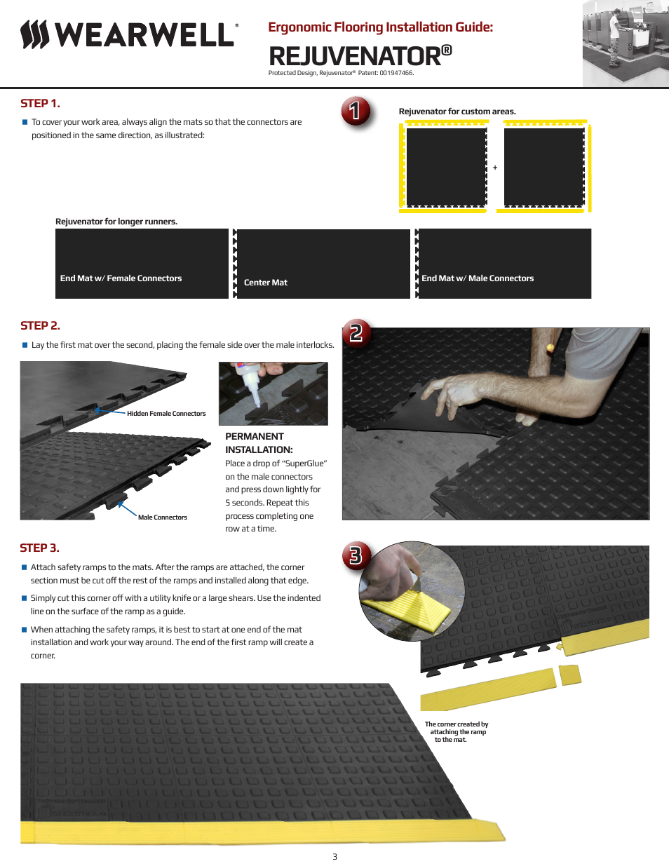 Rejuvenator, Ergonomic flooring installation guide | Wearwell 558 ERGODECK COMFORT OPEN - Installation Guide User Manual | Page 3 / 6