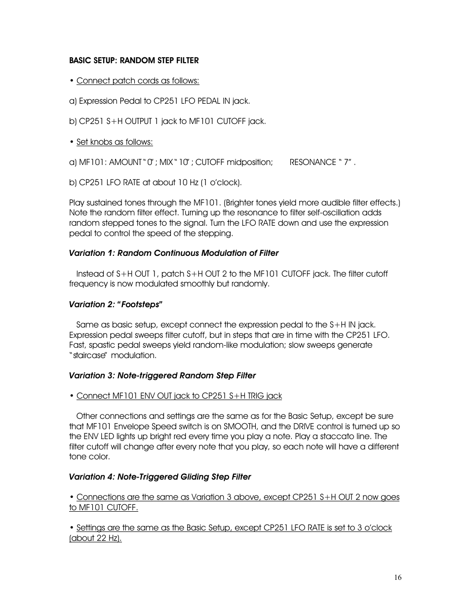 Moog Music CP-251 Moogerfooger Control Processor User Manual | Page 16 / 27