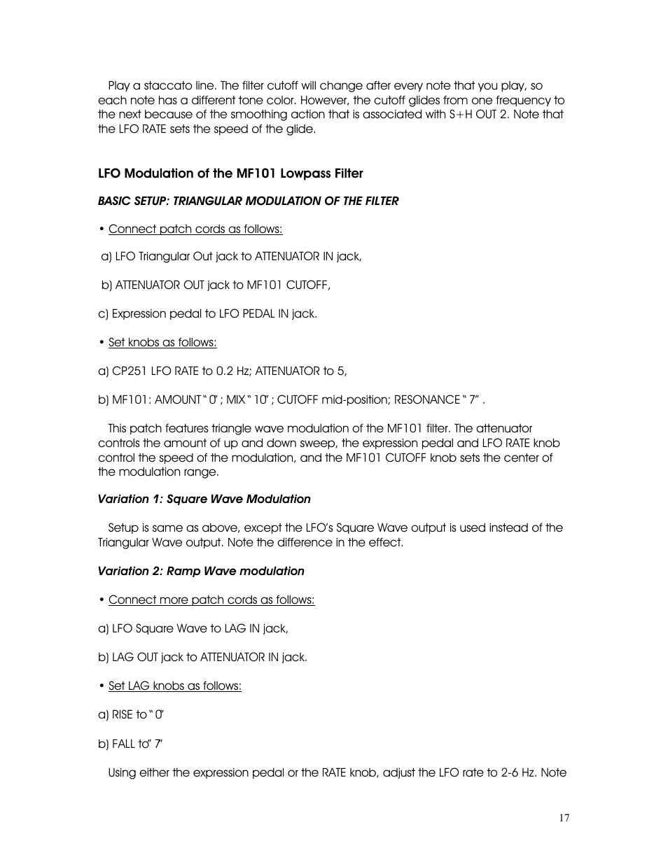 Moog Music CP-251 Moogerfooger Control Processor User Manual | Page 17 / 27