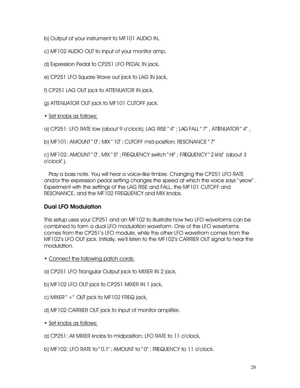 Moog Music CP-251 Moogerfooger Control Processor User Manual | Page 20 / 27