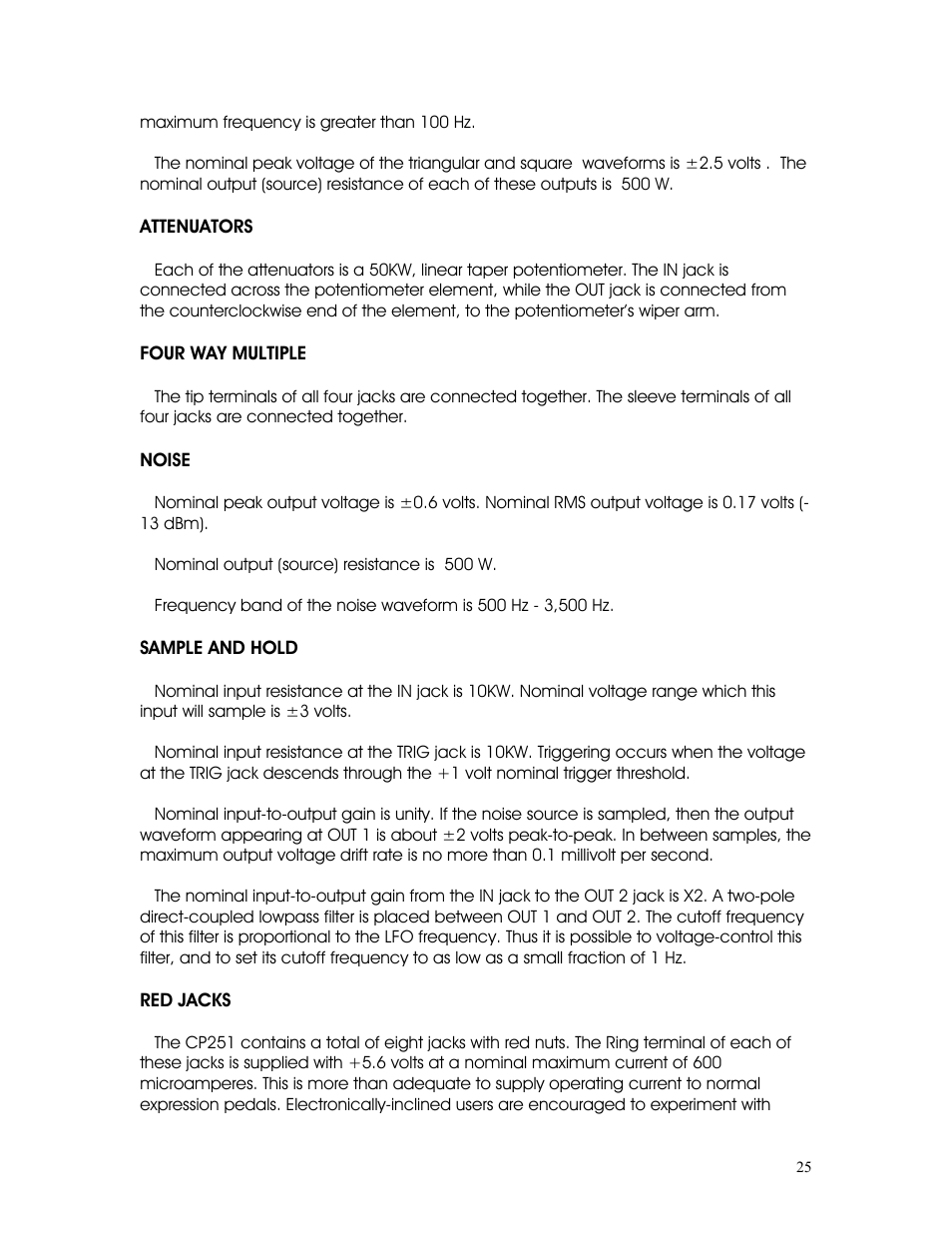 Moog Music CP-251 Moogerfooger Control Processor User Manual | Page 25 / 27