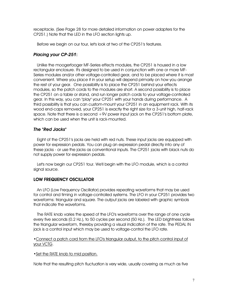 Moog Music CP-251 Moogerfooger Control Processor User Manual | Page 7 / 27