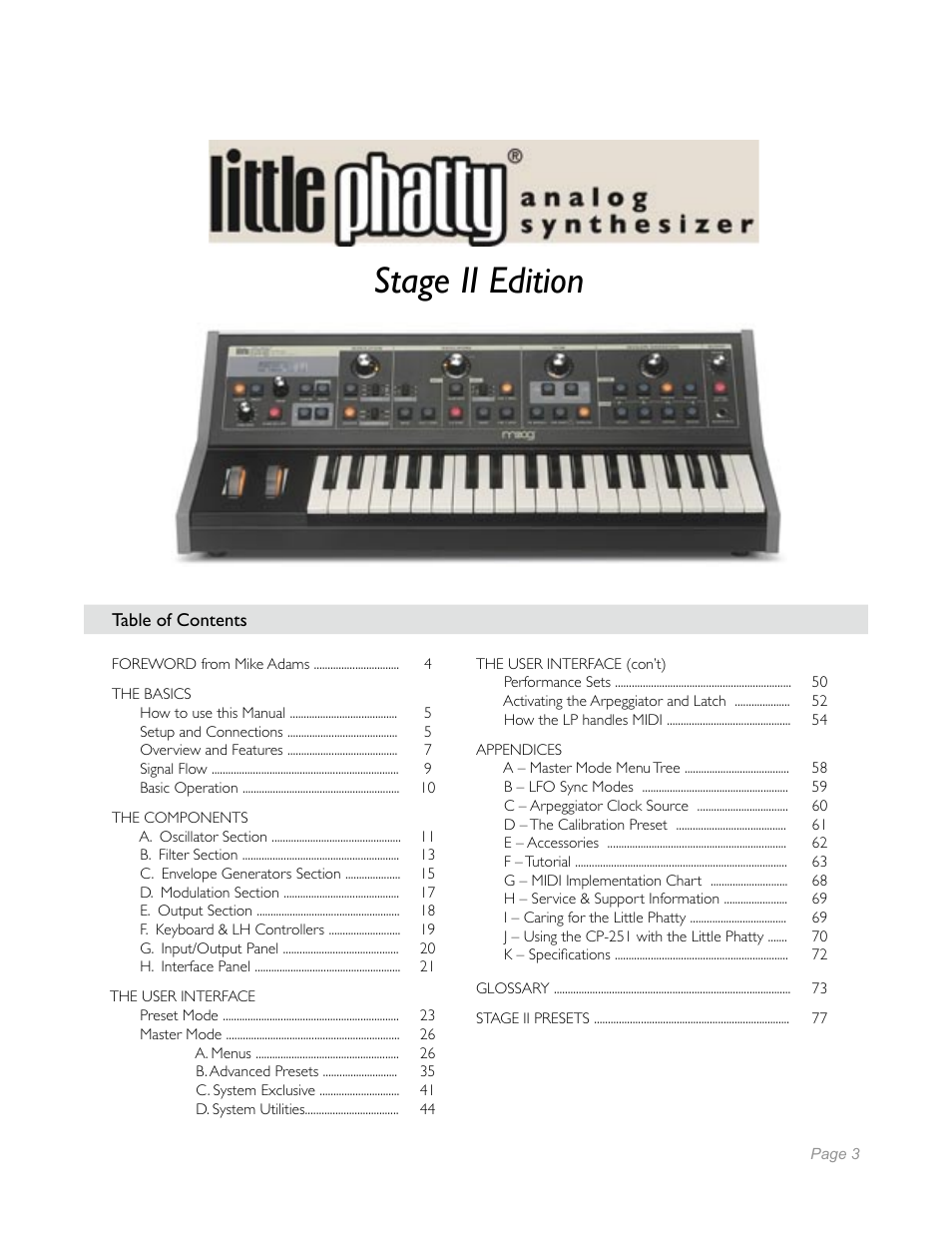 Moog Music Little Phatty Stage II User Manual | 76 pages