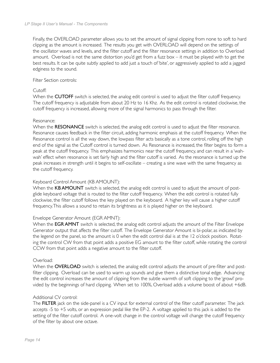 Moog Music Little Phatty Stage II User Manual | Page 12 / 76
