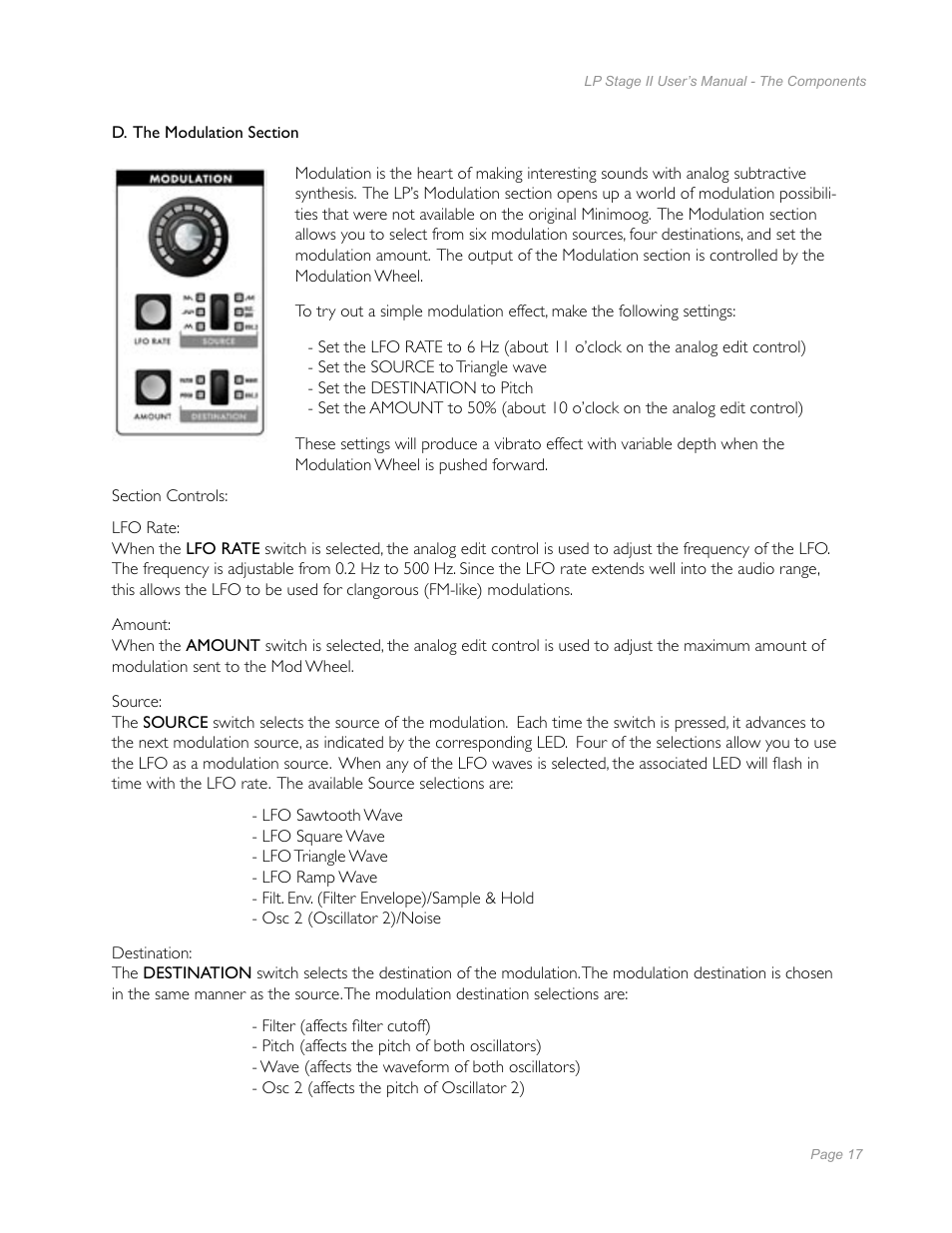Moog Music Little Phatty Stage II User Manual | Page 15 / 76
