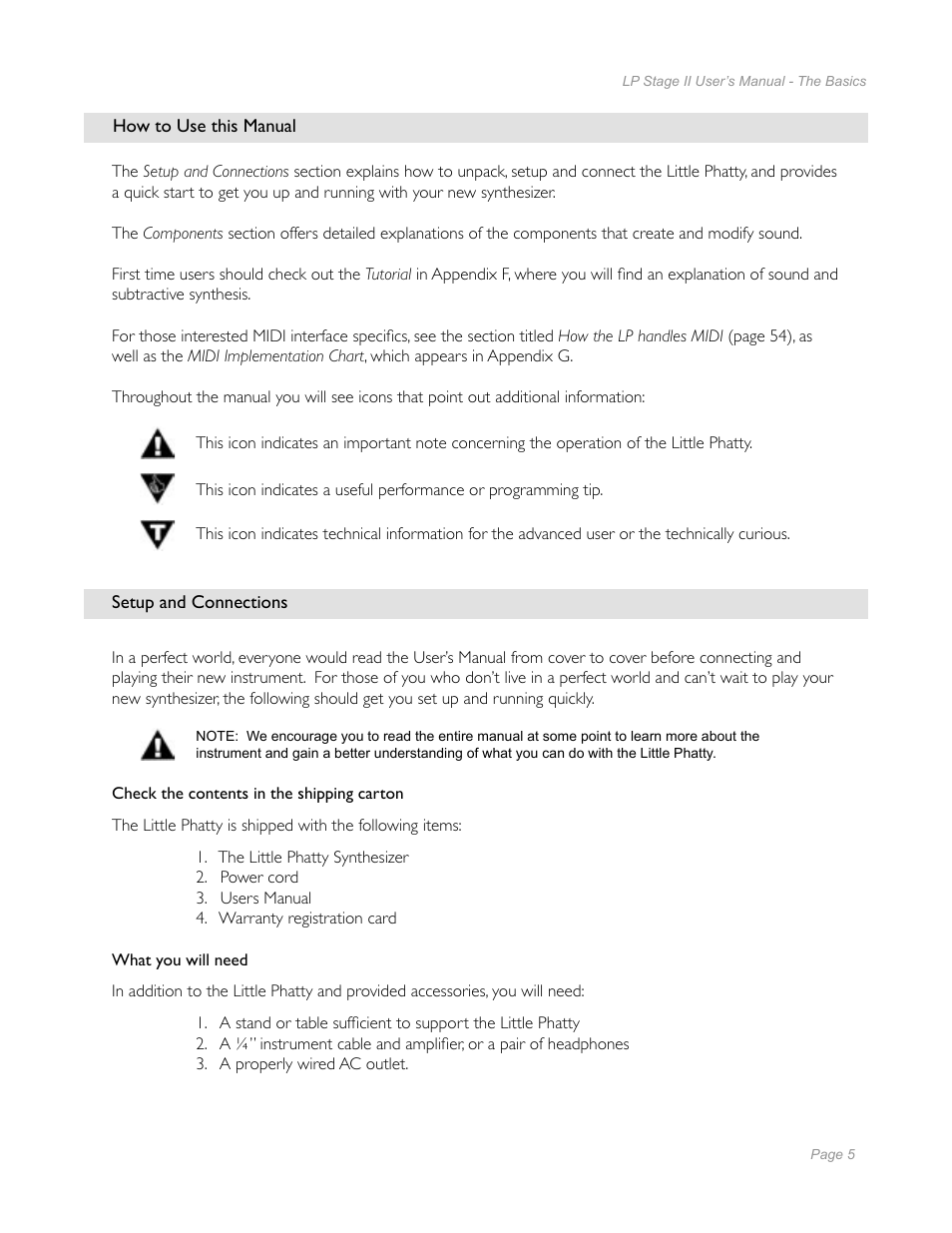 Moog Music Little Phatty Stage II User Manual | Page 3 / 76