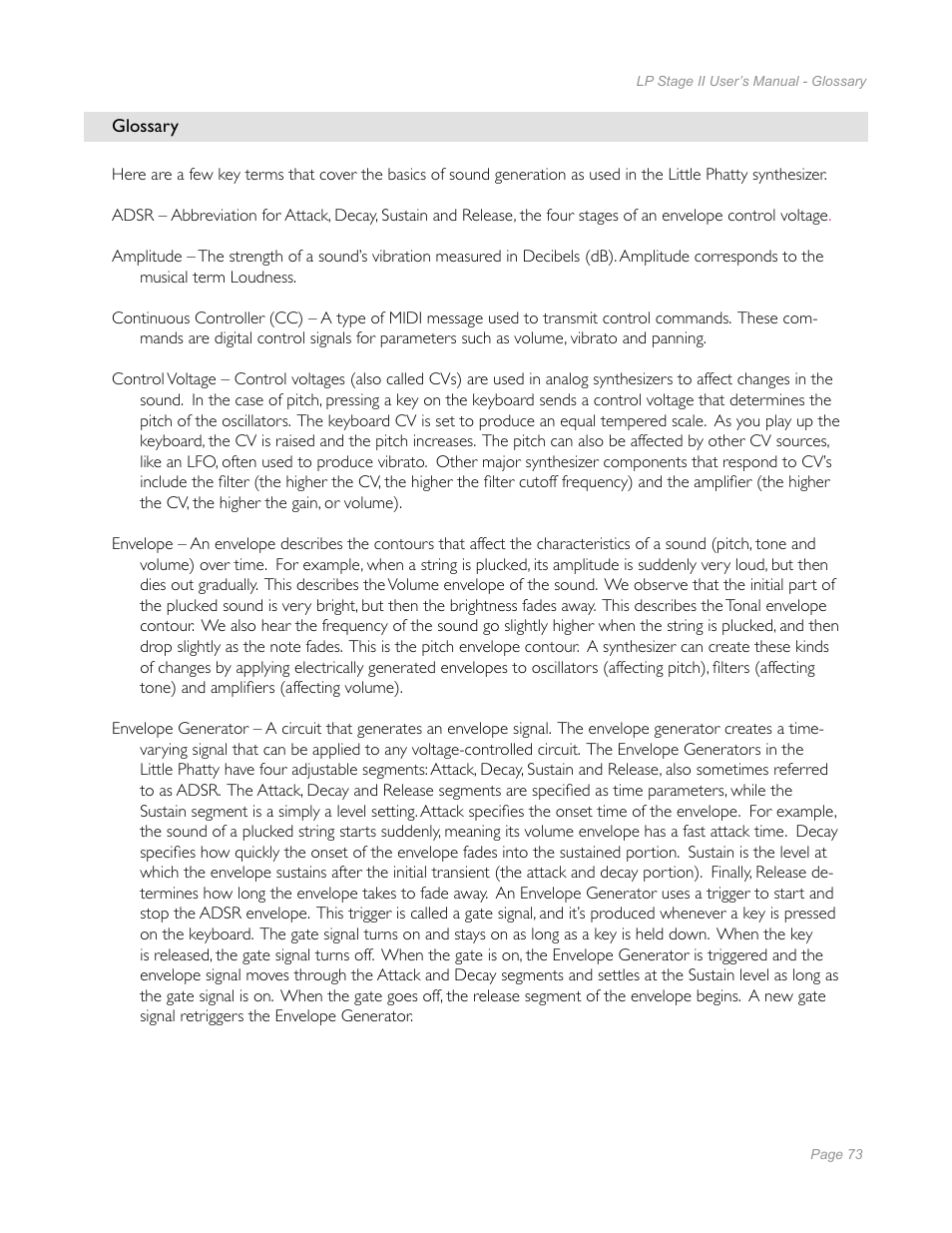 Moog Music Little Phatty Stage II User Manual | Page 71 / 76