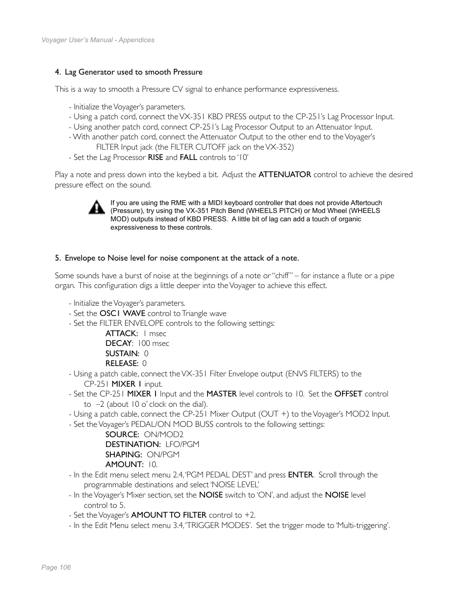 Moog Music Minimoog Voyager Performer Edition User Manual | Page 104 / 116