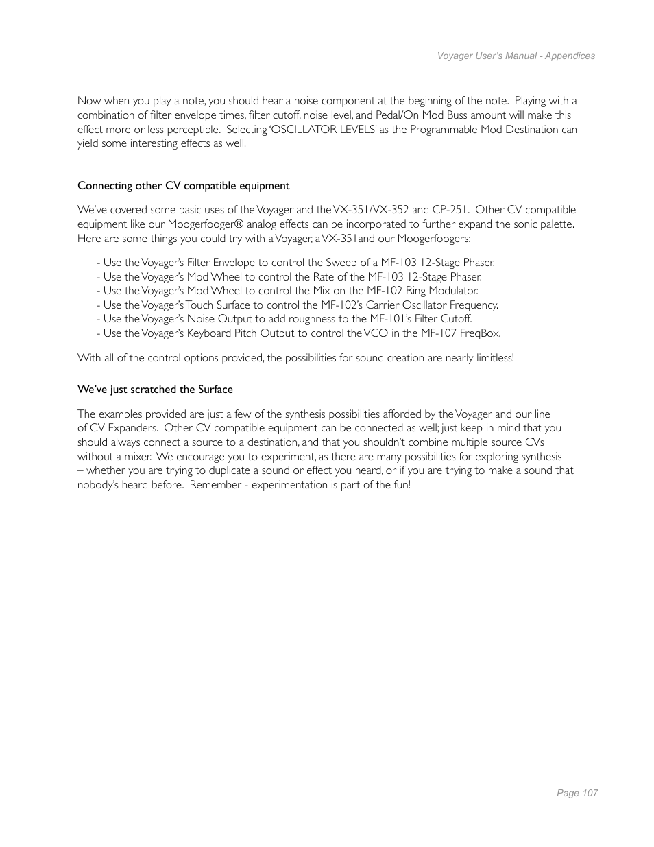 Moog Music Minimoog Voyager Performer Edition User Manual | Page 105 / 116