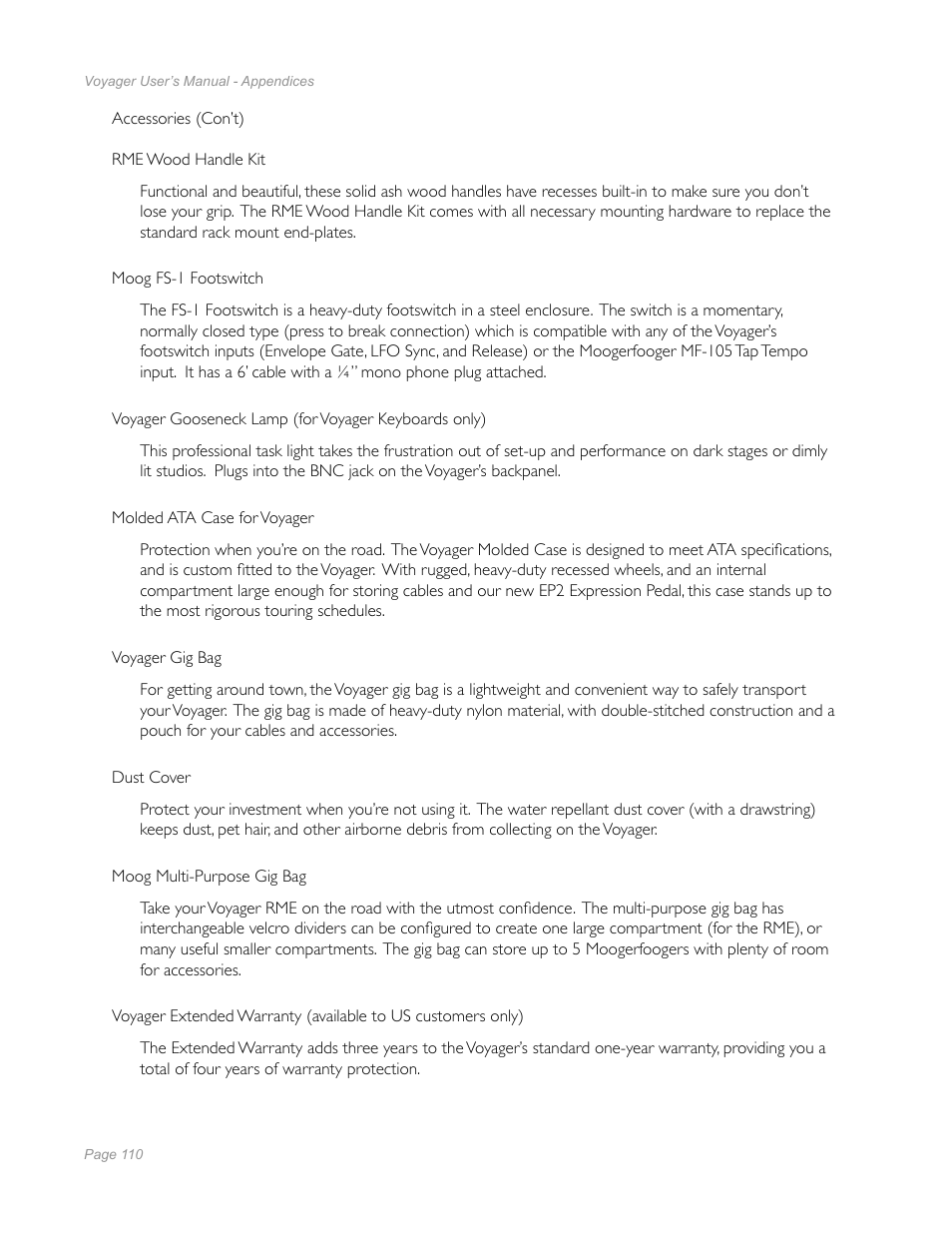 Moog Music Minimoog Voyager Performer Edition User Manual | Page 108 / 116
