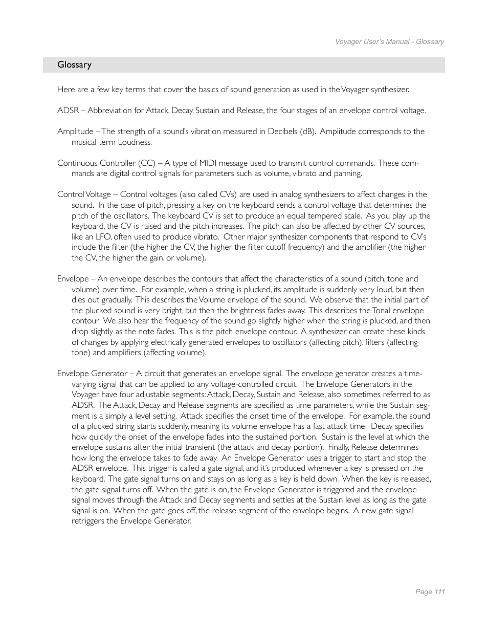 Moog Music Minimoog Voyager Performer Edition User Manual | Page 109 / 116