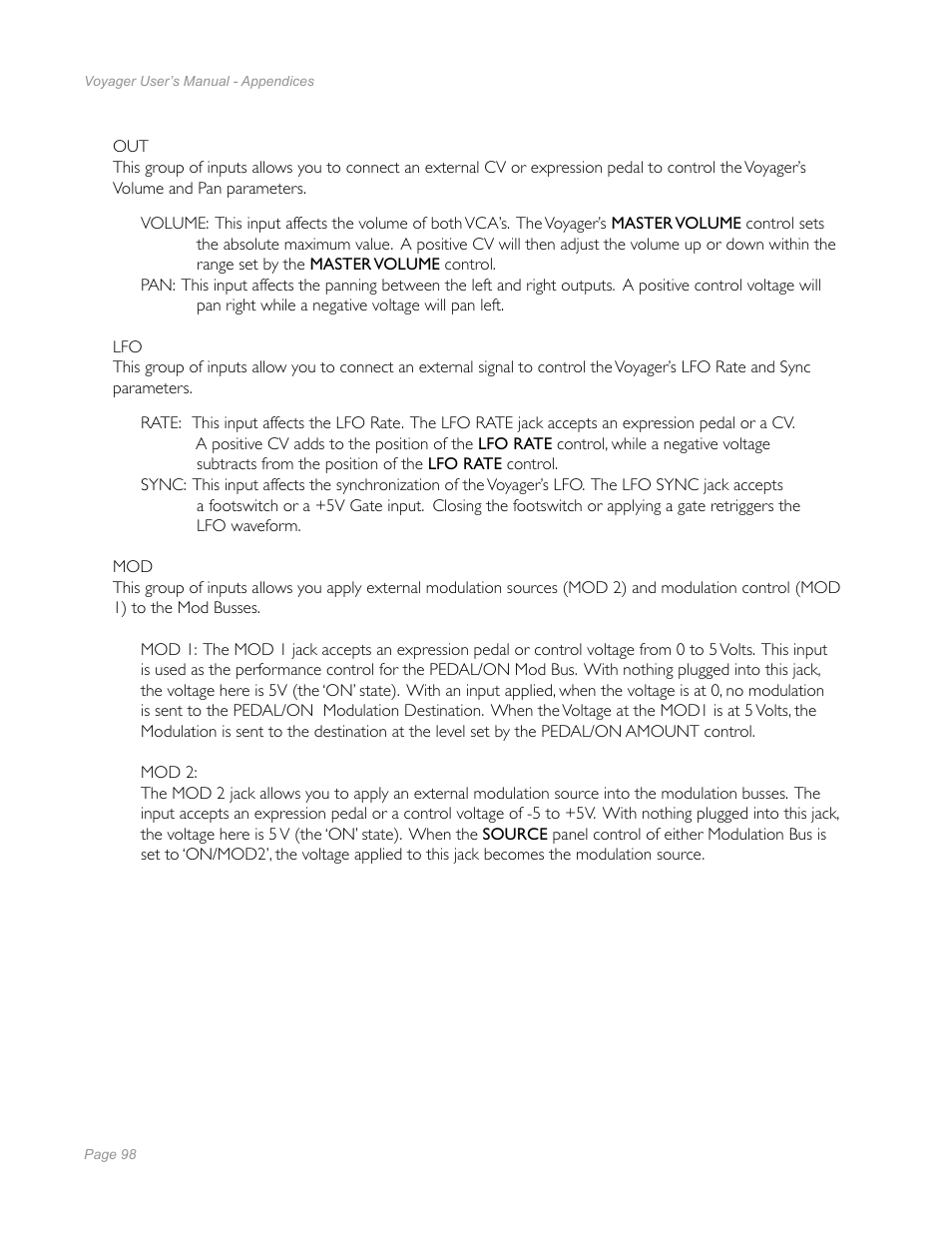 Moog Music Minimoog Voyager Performer Edition User Manual | Page 96 / 116