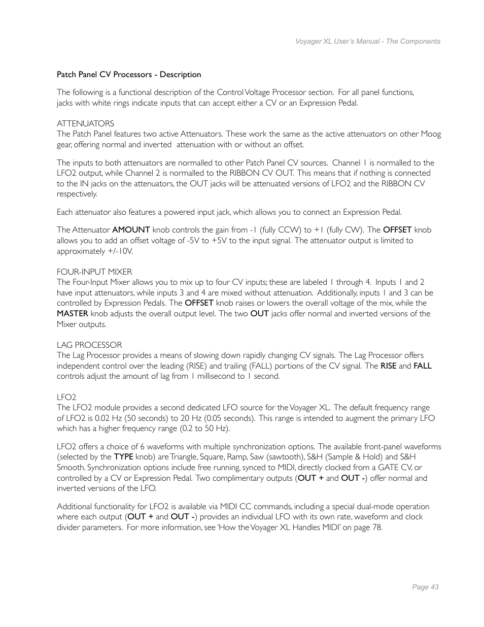 Moog Music Minimoog Voyager XL User Manual | Page 41 / 100