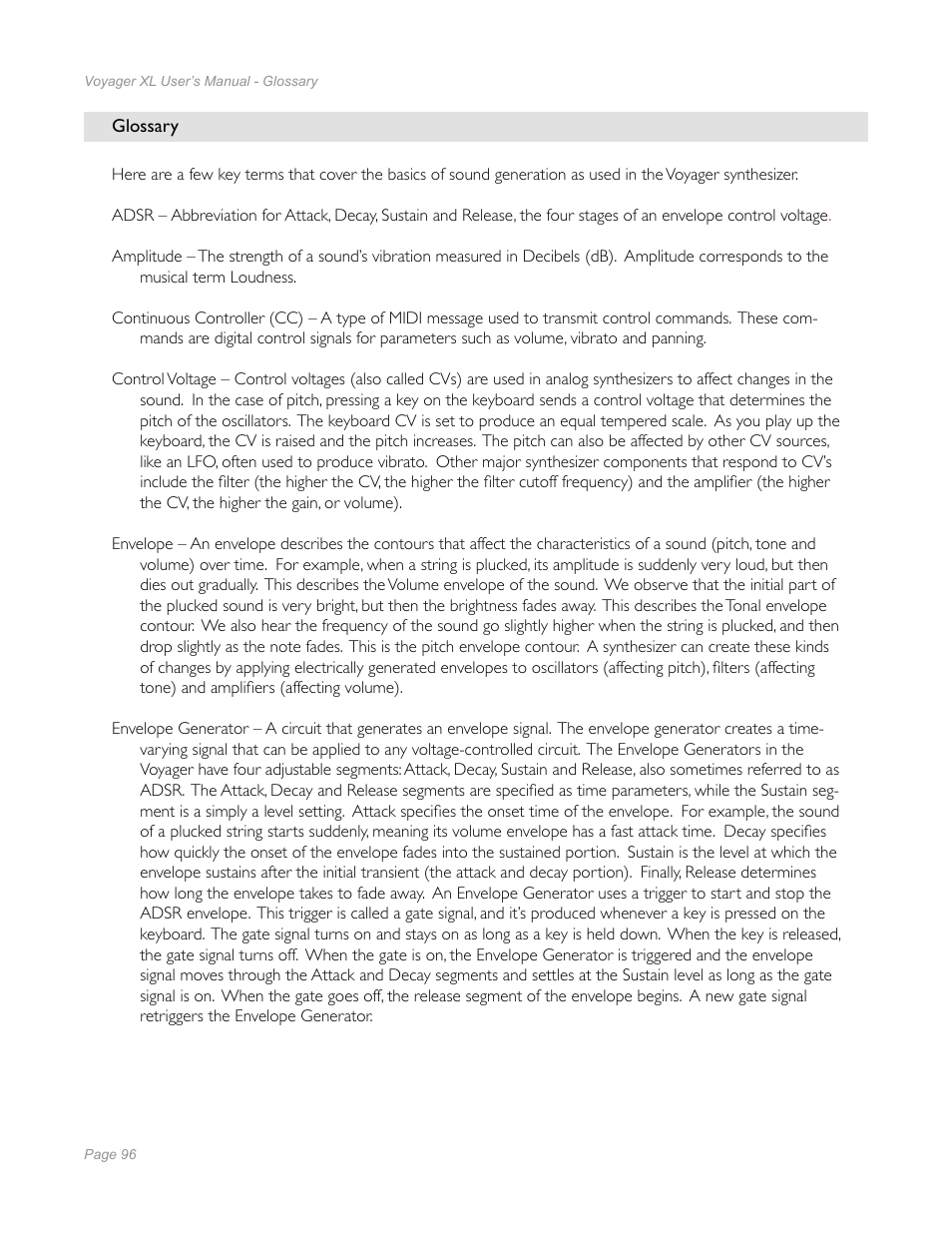 Moog Music Minimoog Voyager XL User Manual | Page 94 / 100