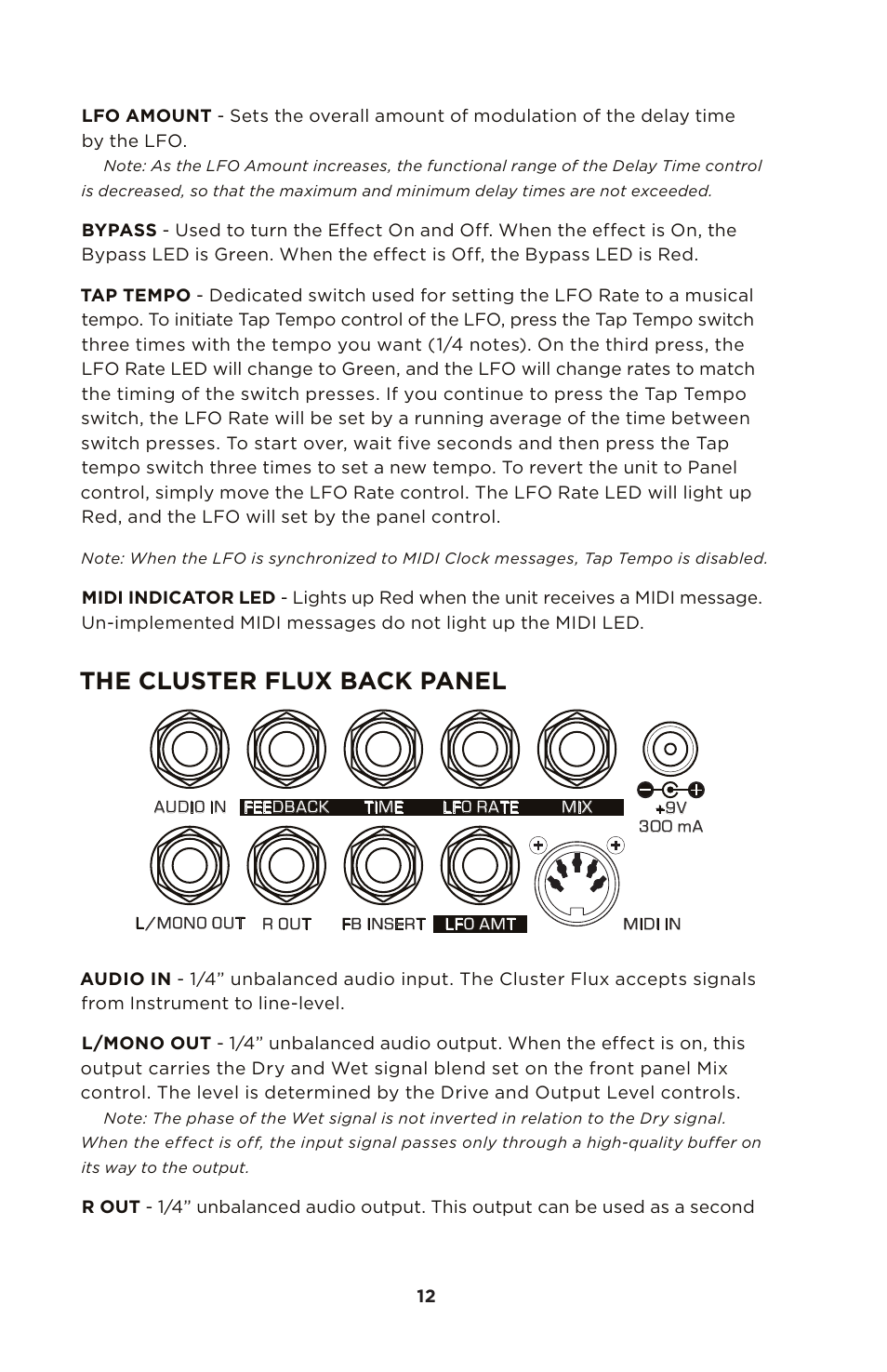 The cluster flux back panel | Moog Music MF-108M Cluster Flux User Manual | Page 12 / 20