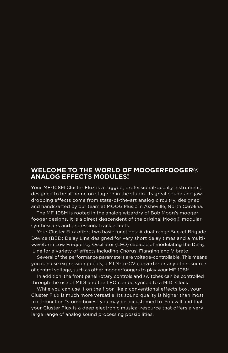 Moog Music MF-108M Cluster Flux User Manual | Page 3 / 20