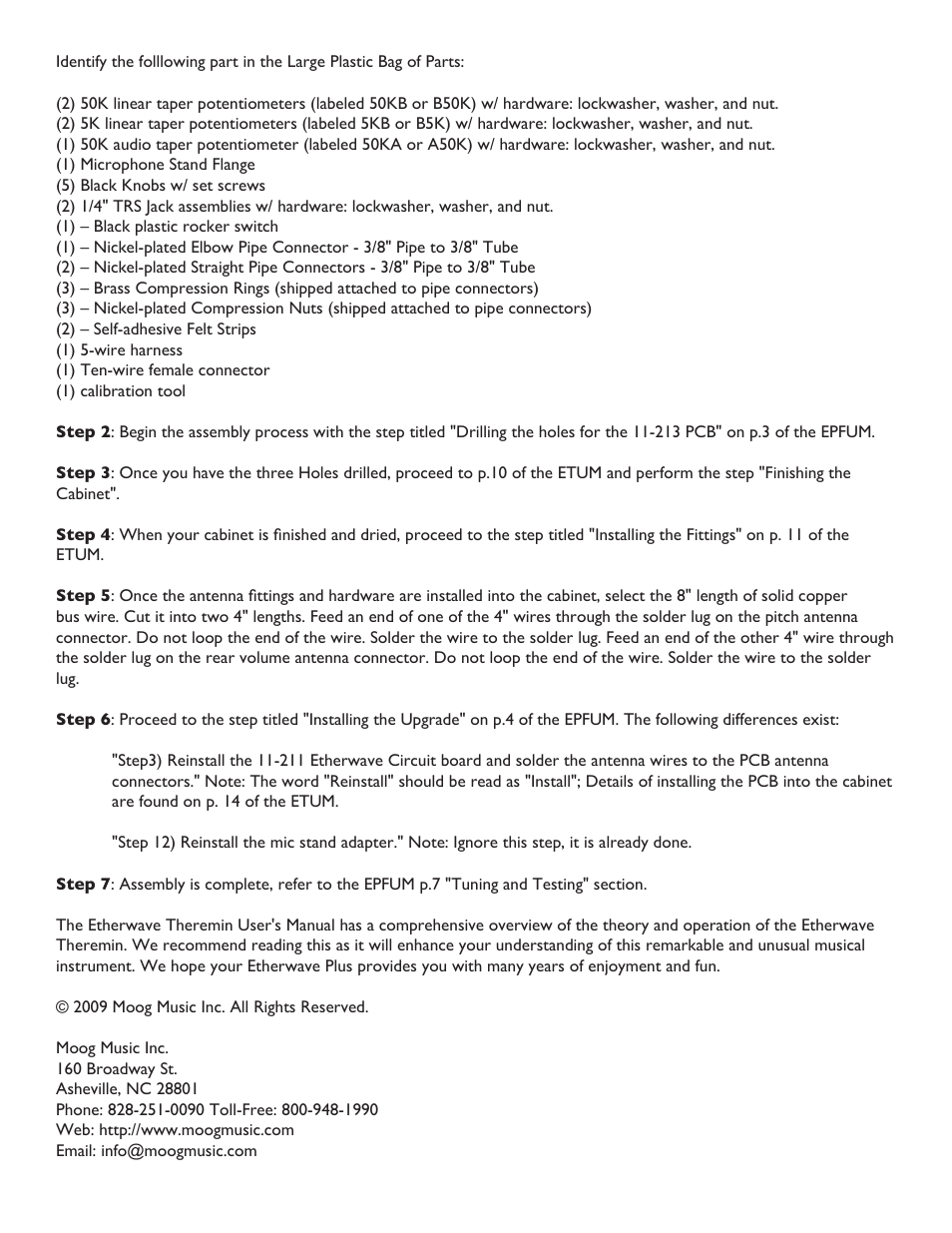Moog Music Etherwave Plus Kit (Assembly Instructions) User Manual | Page 2 / 2