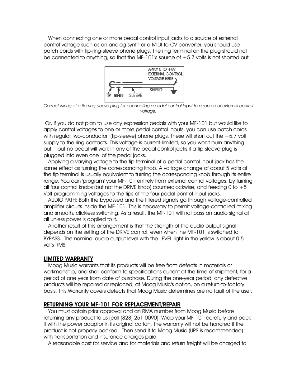 Moog Music MF-101 Lowpass Filter User Manual | Page 12 / 14