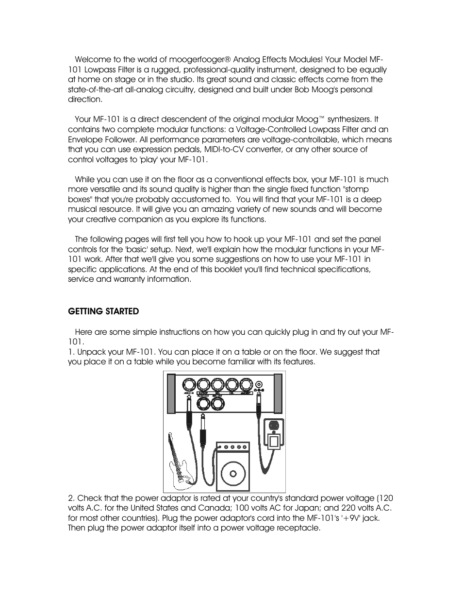 Moog Music MF-101 Lowpass Filter User Manual | Page 2 / 14