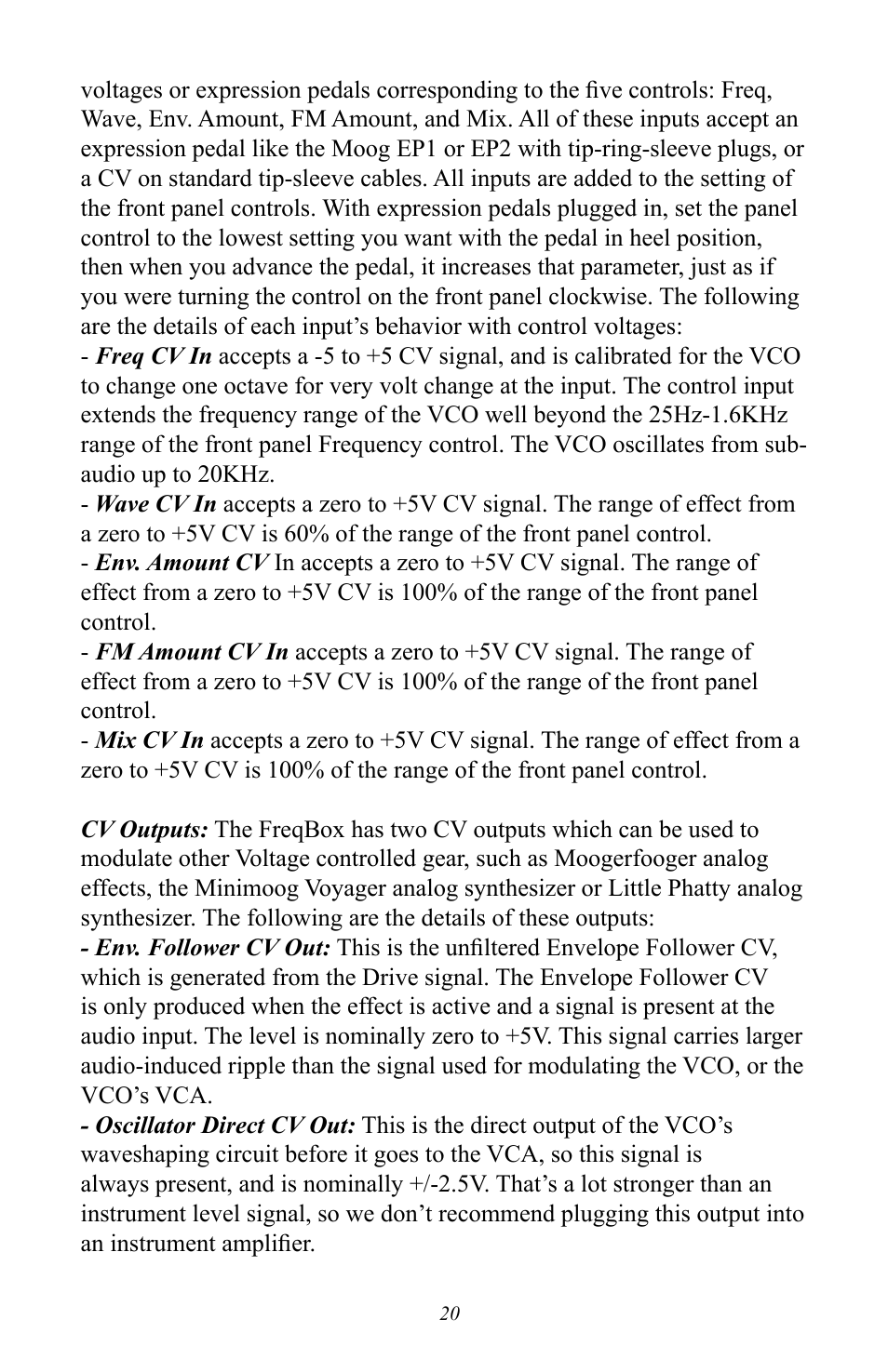 Moog Music MF-107 FreqBox User Manual | Page 20 / 28