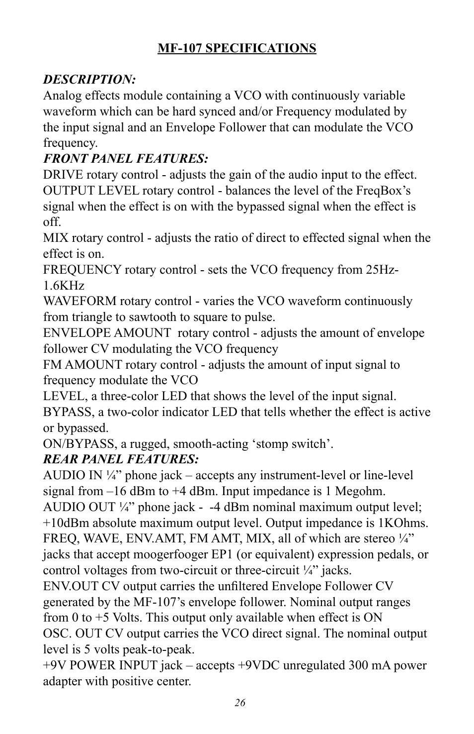 Moog Music MF-107 FreqBox User Manual | Page 26 / 28